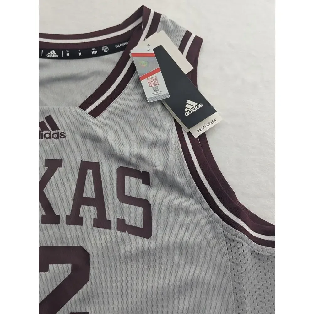 Adidas Texas A&M Aggies #12 Mens Medium Reverse Retro Basketball Jersey Gray NWT
